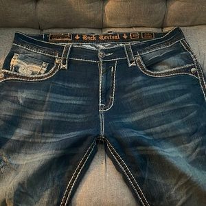 Men’s rock revival jeans straight cut